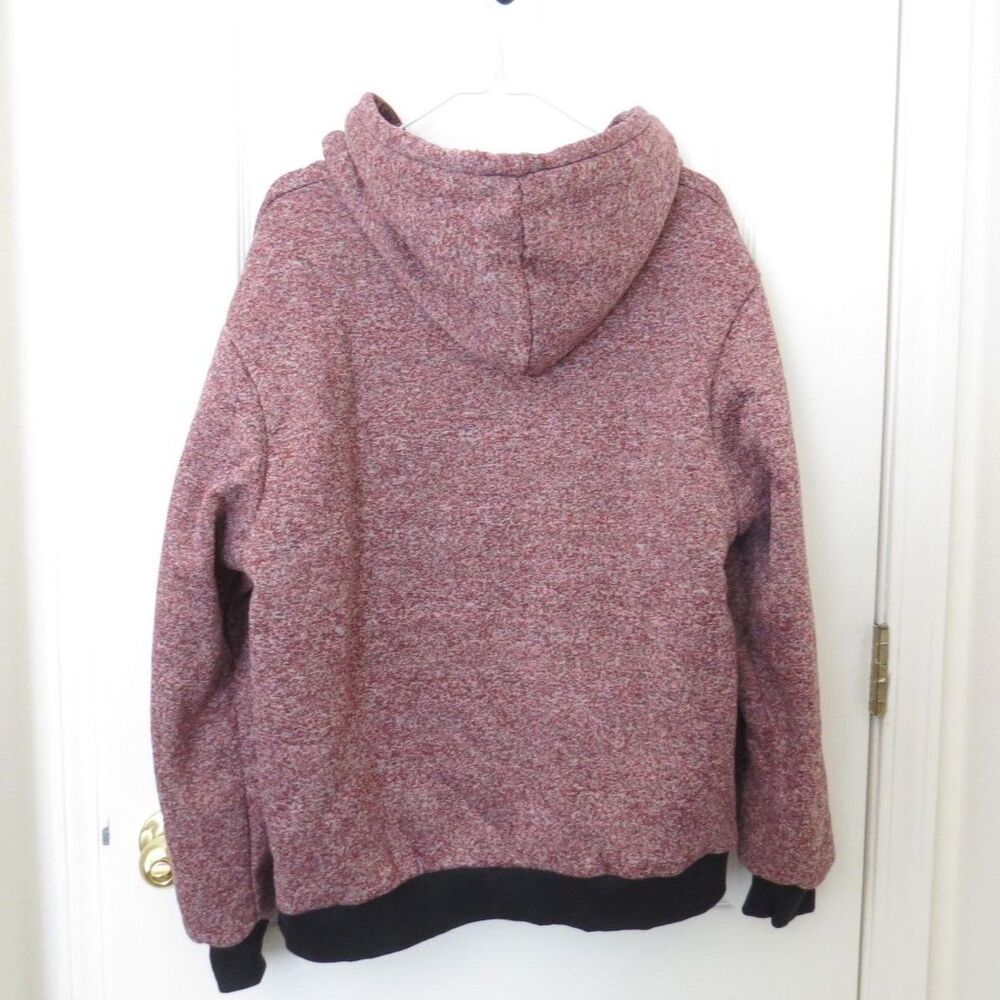 LeeHanton Mens Heavyweight Sherpa Lined Zip Up Hoodie Jacket Red Melange Size L - Picture 5 of 9